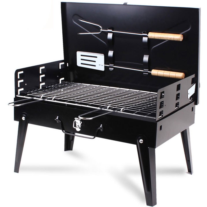 Alat Panggang Arang BBQ Outdoor Grill Stove Foldable - HWSK77 - Black