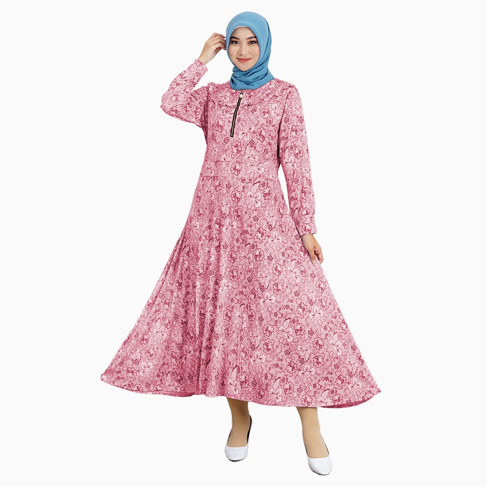 Long Dress Gamis Maxi corak bunga simpel elegan - XSHOP Khalifa