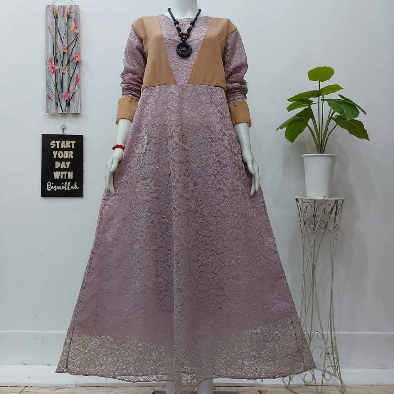 GAMIS BROKLAT WANITA KEKINIAN GAMIS BRUKAT TERBARU GAMIS LEBARAN MURAH