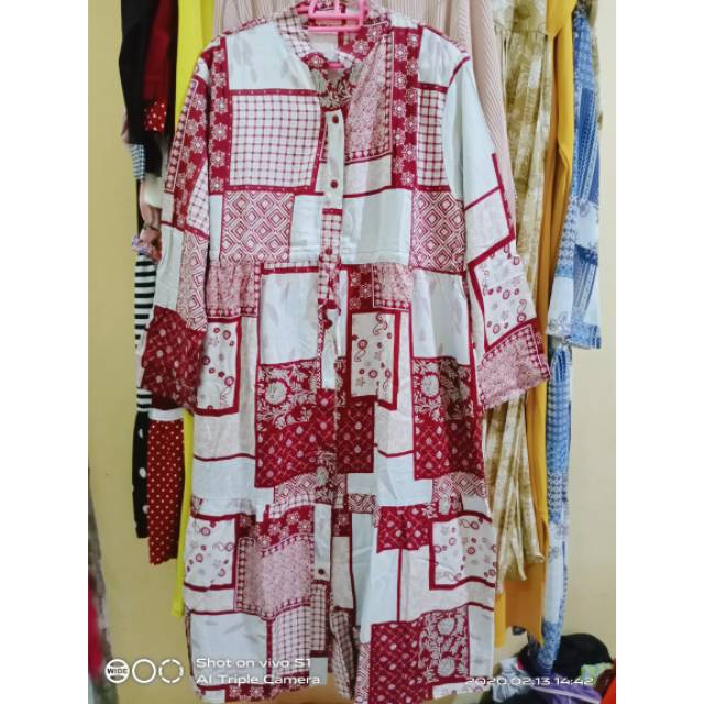 Tunik rayon viscos bangkok full kancing ld 110