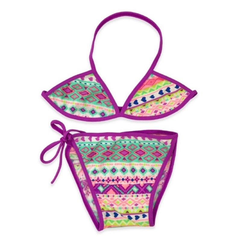 bikini tali bayi anak pakaian renang aztec ungu