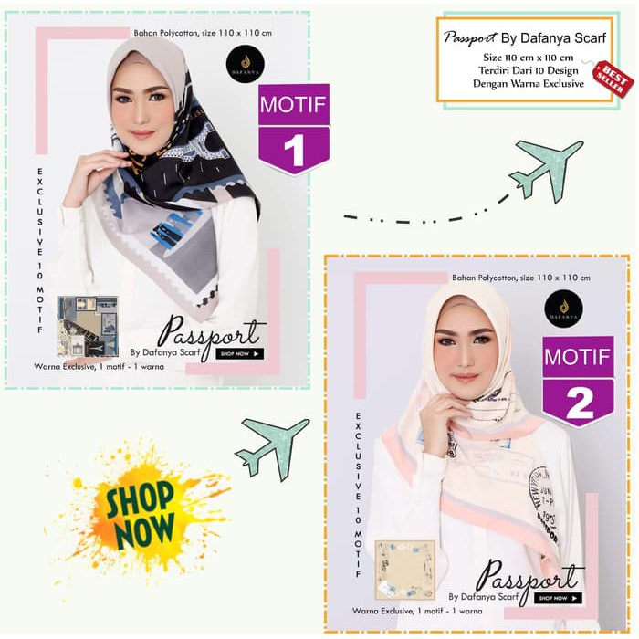 Jilbab Segi Empat Passport by Dafanya Scarf - Hijab Kerudung Original  ER-66