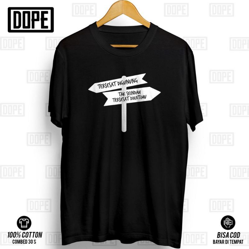 kaos distro pria wanita tulisan (Tersesat) bahan lembut bisa COD
