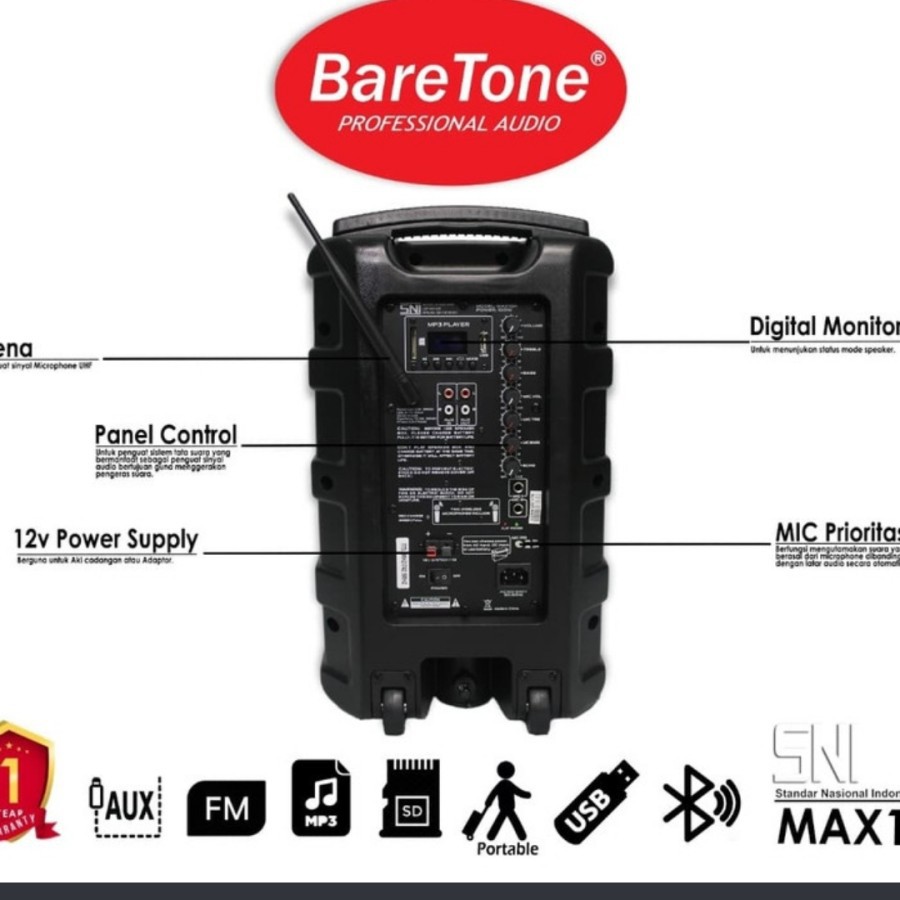 paket speaker baretone max 10H bonus cek dekripsi