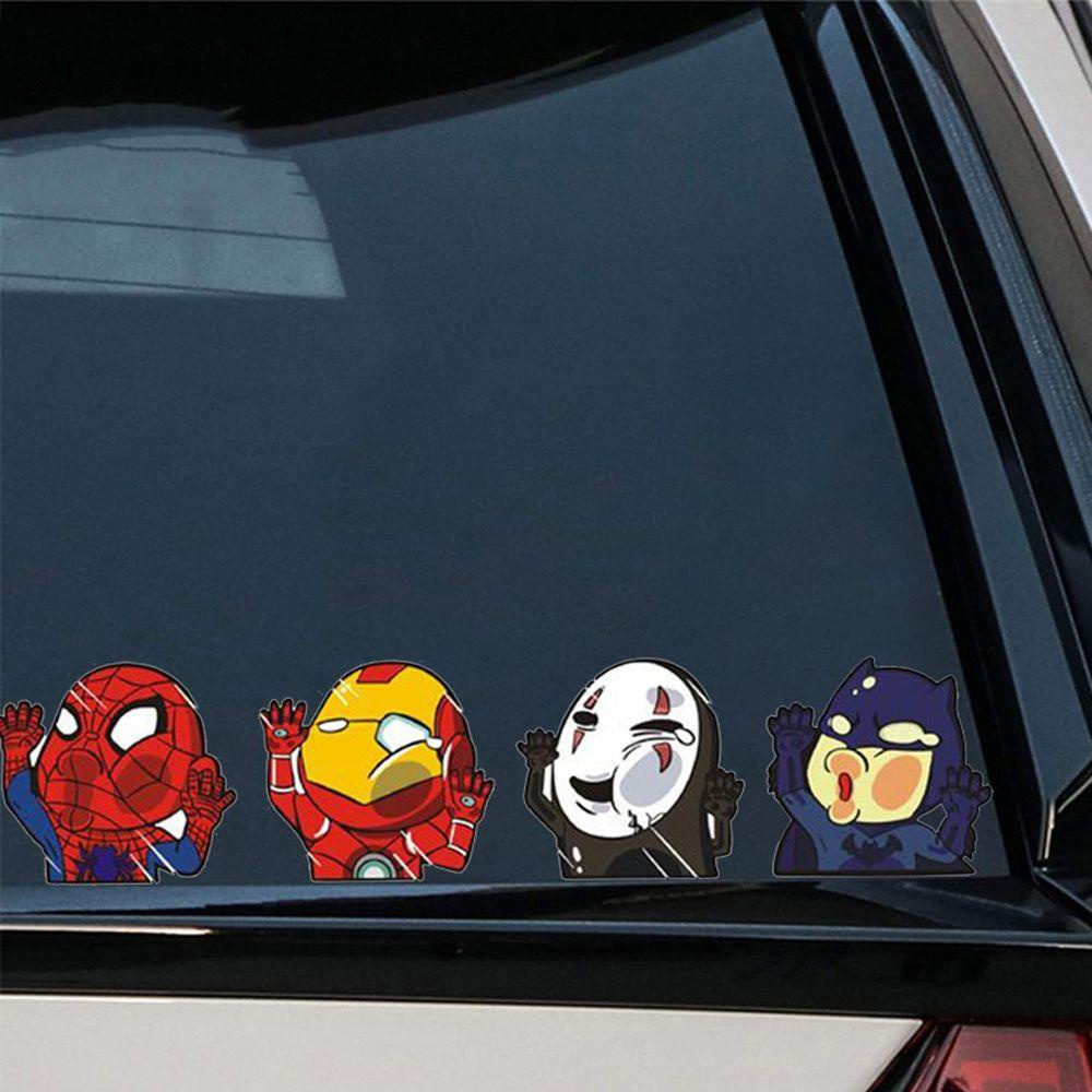 Lanfy Ada Wajah Man Stiker Mobil Kaca Belakang Mode Kartun PVC Chihiro Aksesoris Eksterior Stitch Batman Motor Stiker iron Man Conan Auto Sticker Autos Window Decal