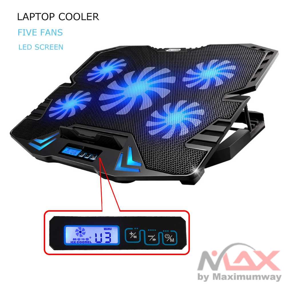 ICE COOREL FAN tatakan laptop notebook Cooling Pad Laptop 5 Kipas -Pendingin Meja Tatakan Warna biru