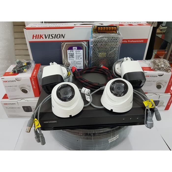 PAKET CCTV HIKVISION 5MP 4 CHANNEL HDD 1TB SIAP PASANG - DUAL LIGHT