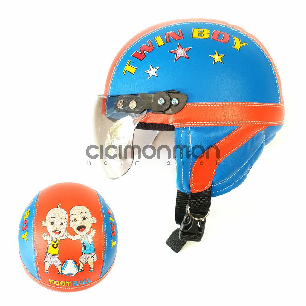 Helm Anak Cowok Retro Karakter Upin Ipin