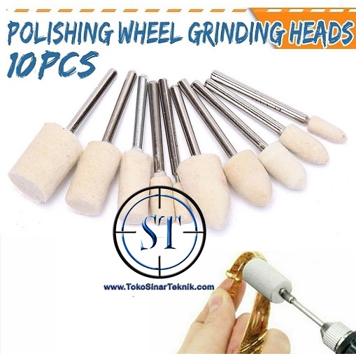 10 Pcs Mata Poles Wool Polisher Polishing Buffing Grinding Head Dremel Rotary Tuner Mini Grinder