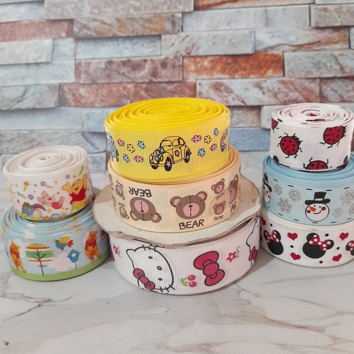

GM RB24 (per yard) Pita grossgrain motif kartun 1inch