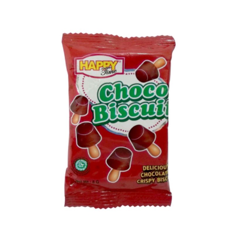 Biskuit Happy Time Choco Biscuit - Panda Chips Strawberry - Cokelat 8 gr By Crr