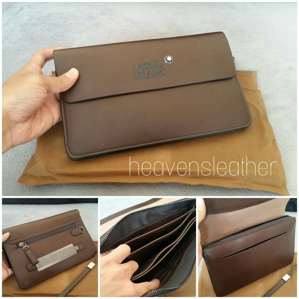 DOMPET CLUTCH HAND BAG KULIT PRIA IMPORT MONTBLANC COKLAT KODE 6686