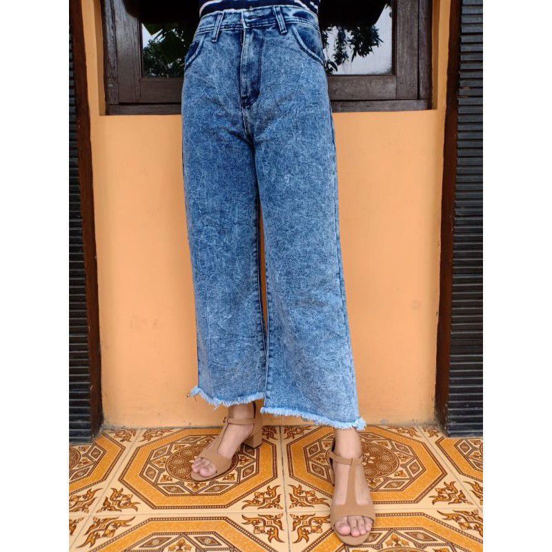 HIGH WAIST KULOT JEANS RAWIS POLOS PREMIUM WANITA | CELANA KULOT RAWIS | CELANA KULOT WANITA