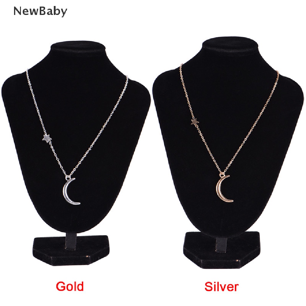 Kalung Rantai Panjang Dengan Liontin Bulan Bintang Warna Gold / Silver Untuk Wanita