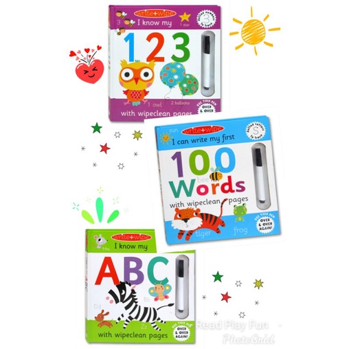 I Know My ABC / 123 / WORDS  Write + Wipe Board Book With Wipeclean Pages