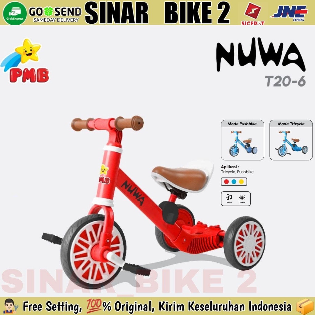 Sepeda Anak Roda Tiga Tricycle 3 In 1 Nuwa T20-6 Mode Pushbike