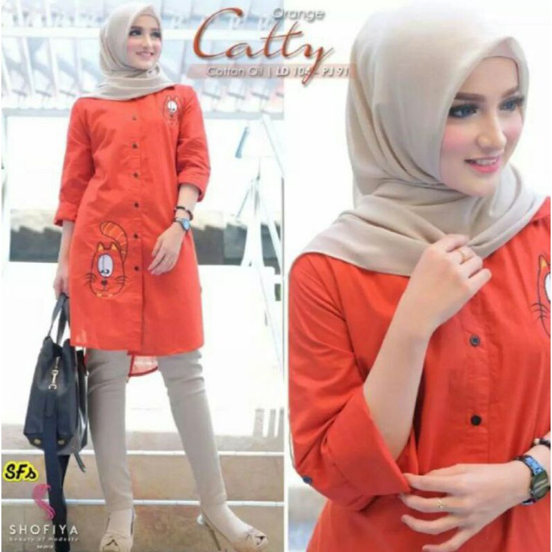 Kemeja wanita catty aksen bordir model terbaru shofiya baju polos model kantor masakini-3