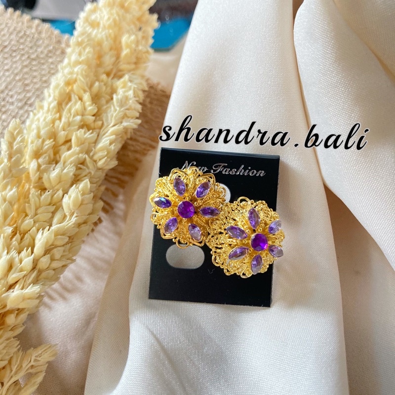 Anting Sumpel Bulan Padi Alpaka Bali Gold Kebaya