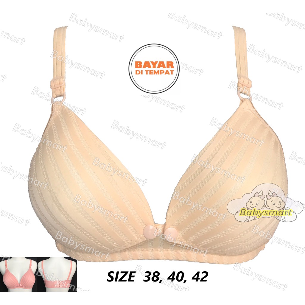 Babysmart - BH / Bra Ibu Menyusui/Nursing BRA YSK 2093 Motif SALUR Dengan Busa Tanpa Kawat CUP BESAR