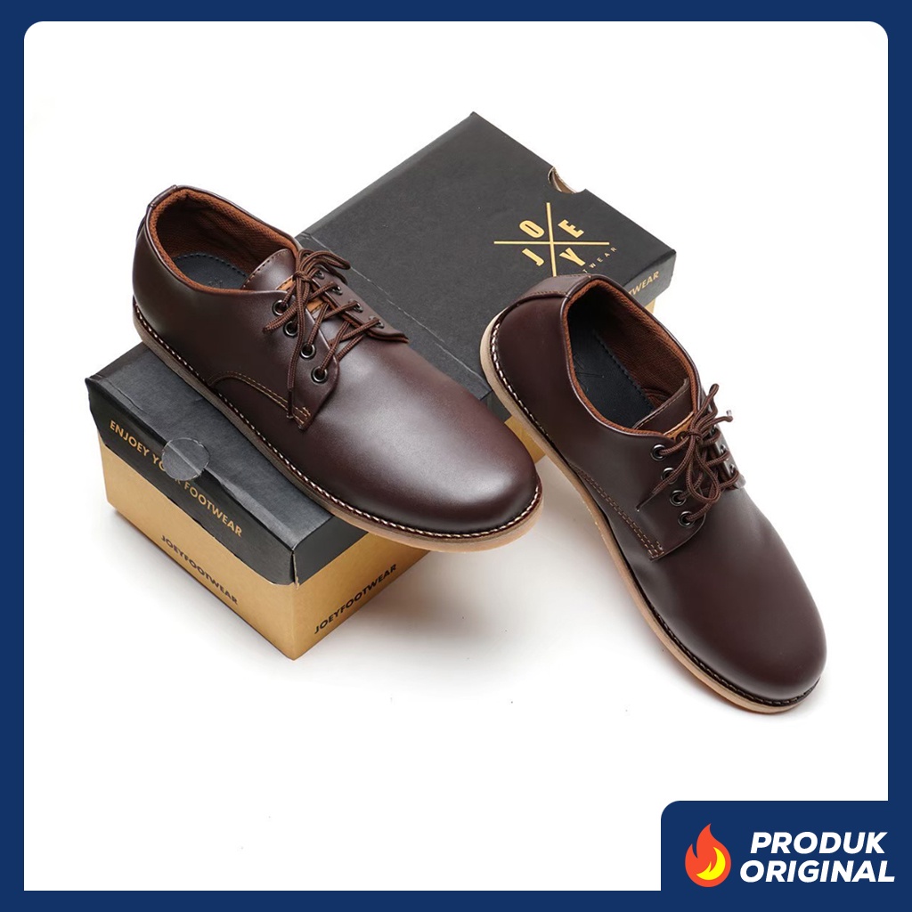 BEST BROWN ORIGINAL x JOEY Sepatu Formal Coklat Tali Pria Pantofel Kerja Kantor Dinas Resmi Guru Kantoran Kuliah Pesta Pernikahan Kondangan Nikah Undangan Wedding Modern Oxford Casual Derby Semi Kulit Premium JYF Footwear Keren Terbaru Branded Kekinian