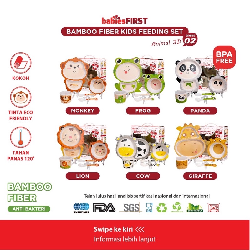 [Babiesfirst] Bamboo Fiber Feeding Set/ Tempat Makan Anak/ Set Piring Makan Anak