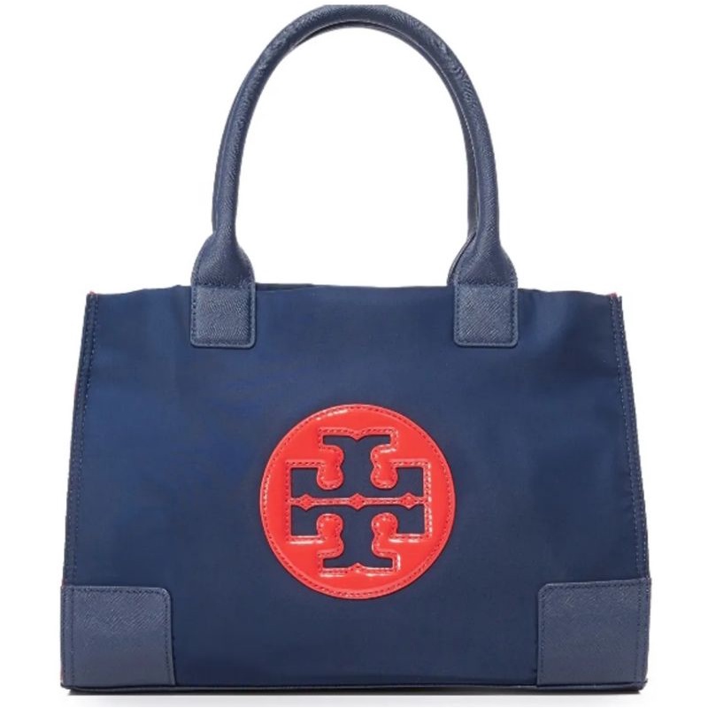 Tory Burch Ella Canvas Mini Tote Small Blue Navy