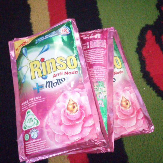 Rinso Anti Noda + Molto Deterjen Cair Rose Fresh 40ml X 6 Sachet.