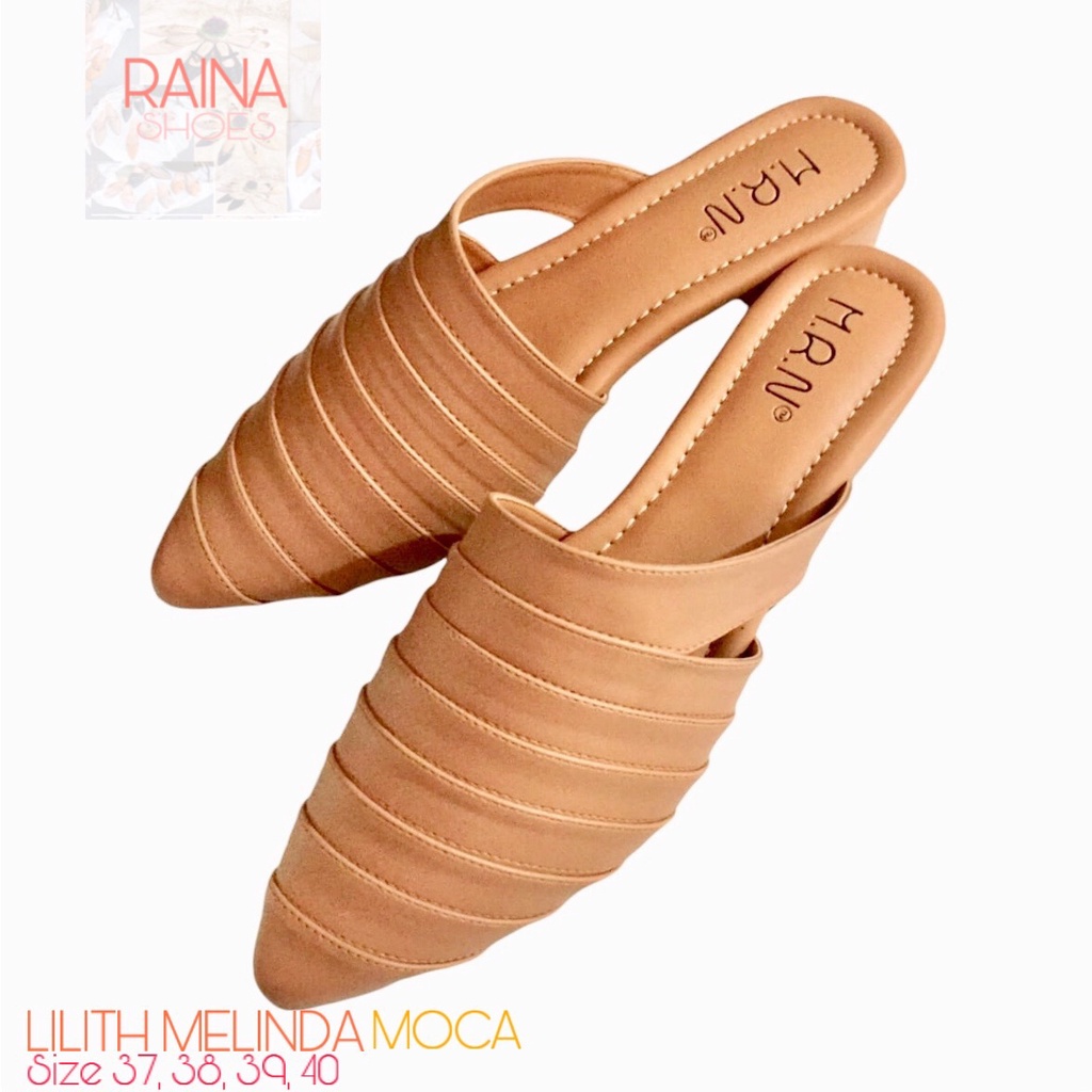 Raina Shoes Sandal Selop Wanita Mules Lilith Melinda Moca Terbaru COD