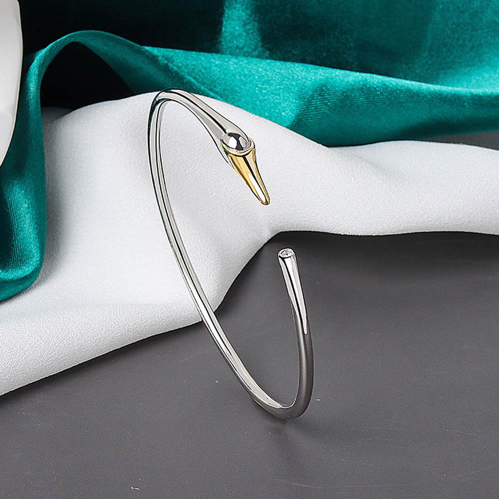 Mxbeauty Gelang Swan Hadiah Hari Valentine Untuk Wanita Open Cuff Bangle