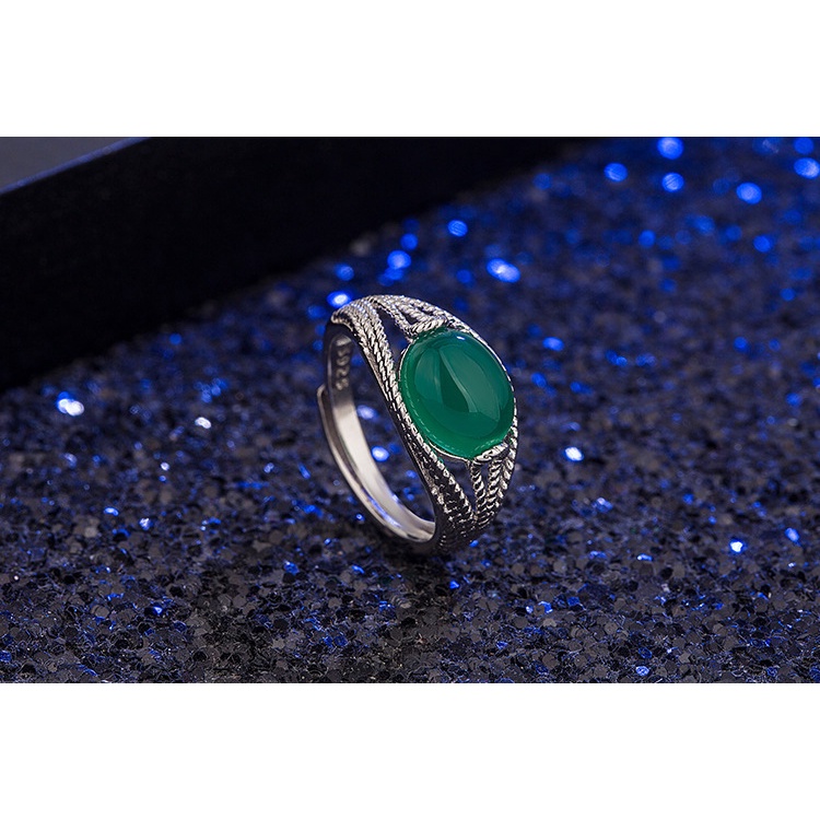 Cincin Desain Bunga Kristus jasper hetian Gaya Etnik Untuk Wanita