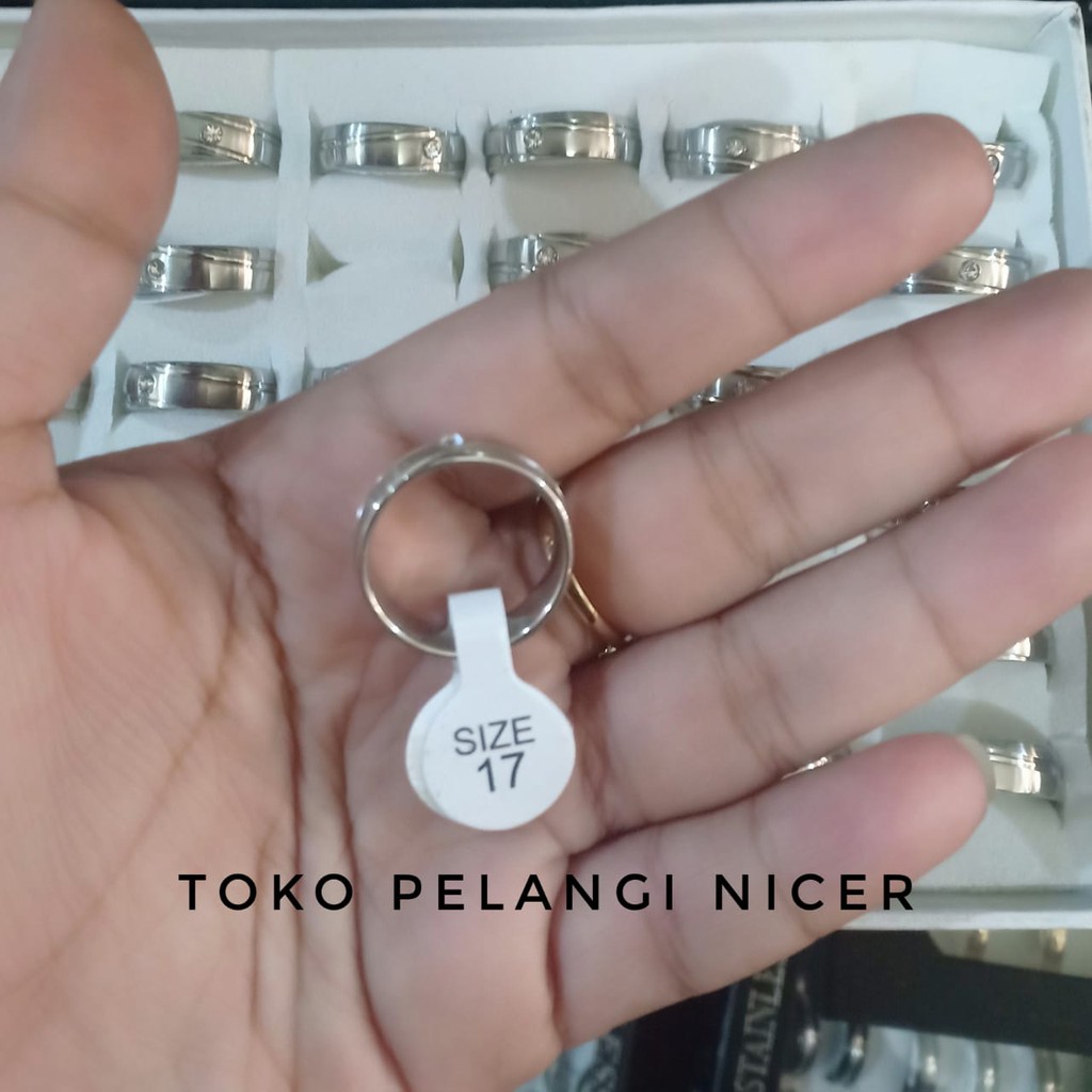 Terlaris cincin titanium pasir putih mata murah couple pria wanita Tokopelanginicer