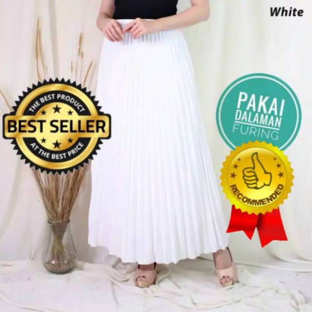 Flash Sale V356 - Rok Plisket Prisket Dalaman Furing Pleated Skirt Flare Skirt Mayung - 356fr.wht 0L7XDLGcNyBXLQ