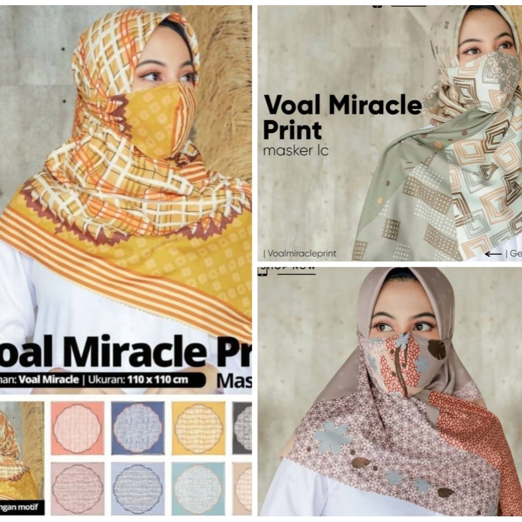JILBAB SEGIEMPAT UMAMA VOAL MIRACLE PRINT PLUS MASKER LC