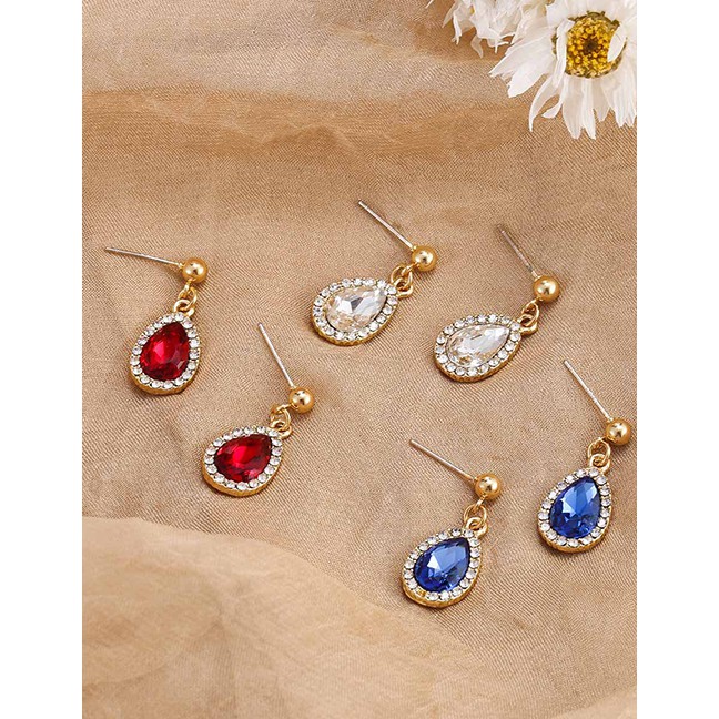 LRC Anting Tusuk Fashion Micro-set Rhinestone Alloy Drop Earrings K34428