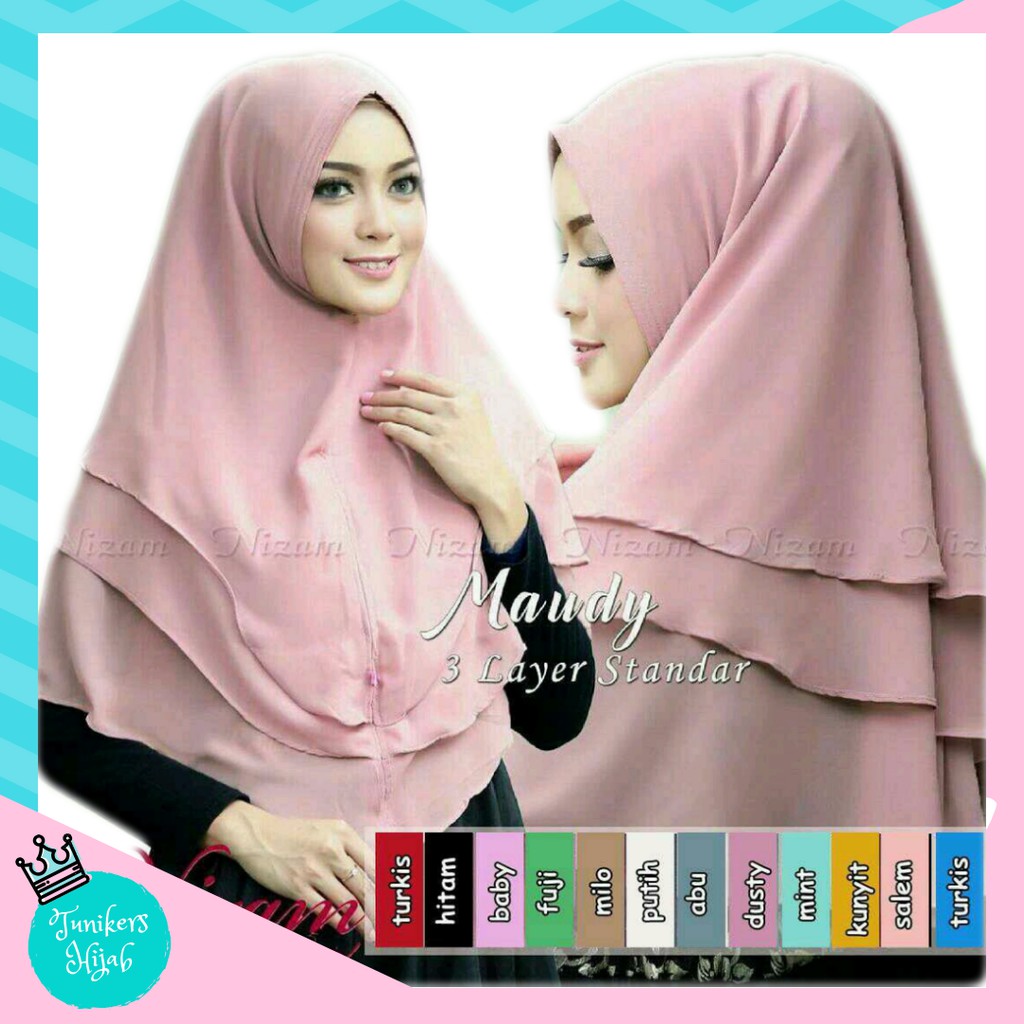  Jilbab  Instan  Murah Wanita  Maudy Khimar Ceruti 3 Layer 