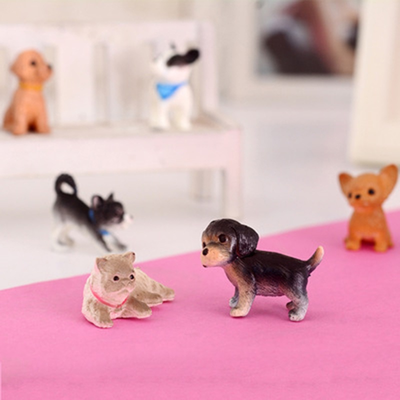 Mary 6pcs Model Angka Resin Anjing Manusia Hidup Kitty Boutique Koleksi Miniatur Doggy Mainan Anak Rumah Boneka Meja Pasir A