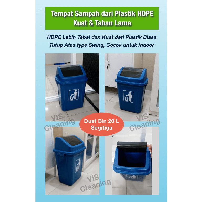 Tempat Sampah Plastik 20 L Tutup Swing Segitiga ( Dustbin )