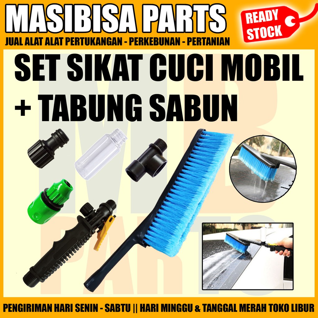 SET SIKAT CUCI MOBIL / MOTOR + TABUNG SABUN