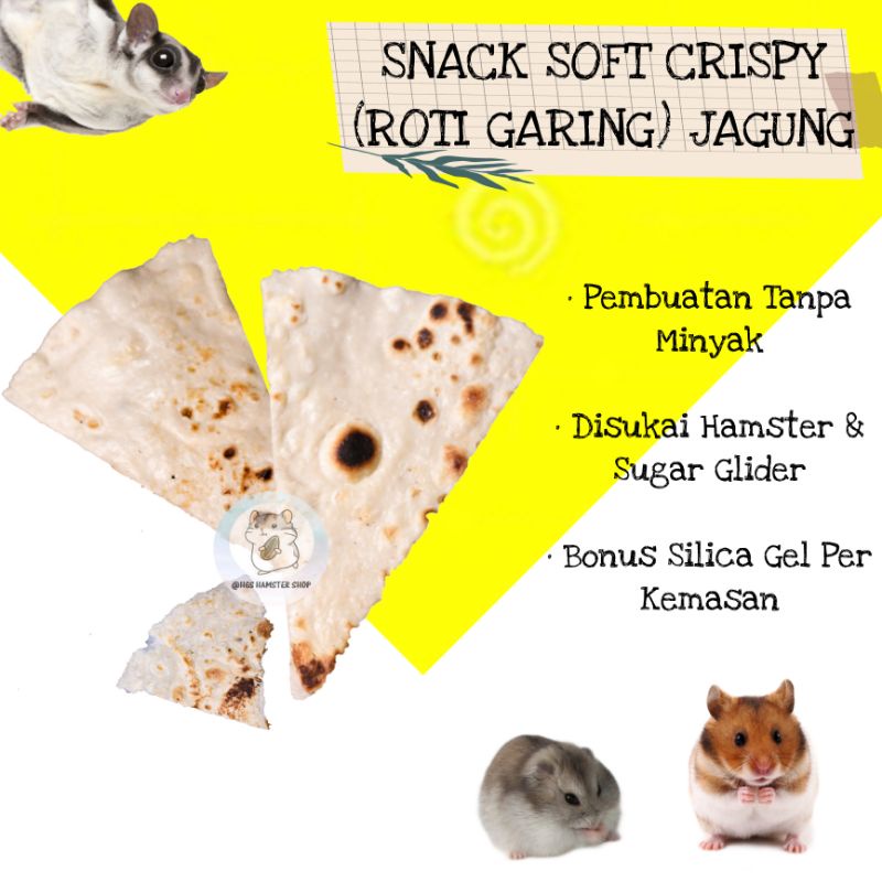 Snack Hamster Soft Crispy (Roti Garing) Rasa Jagung / Camilan Makanan Hamster | Sugar Glider