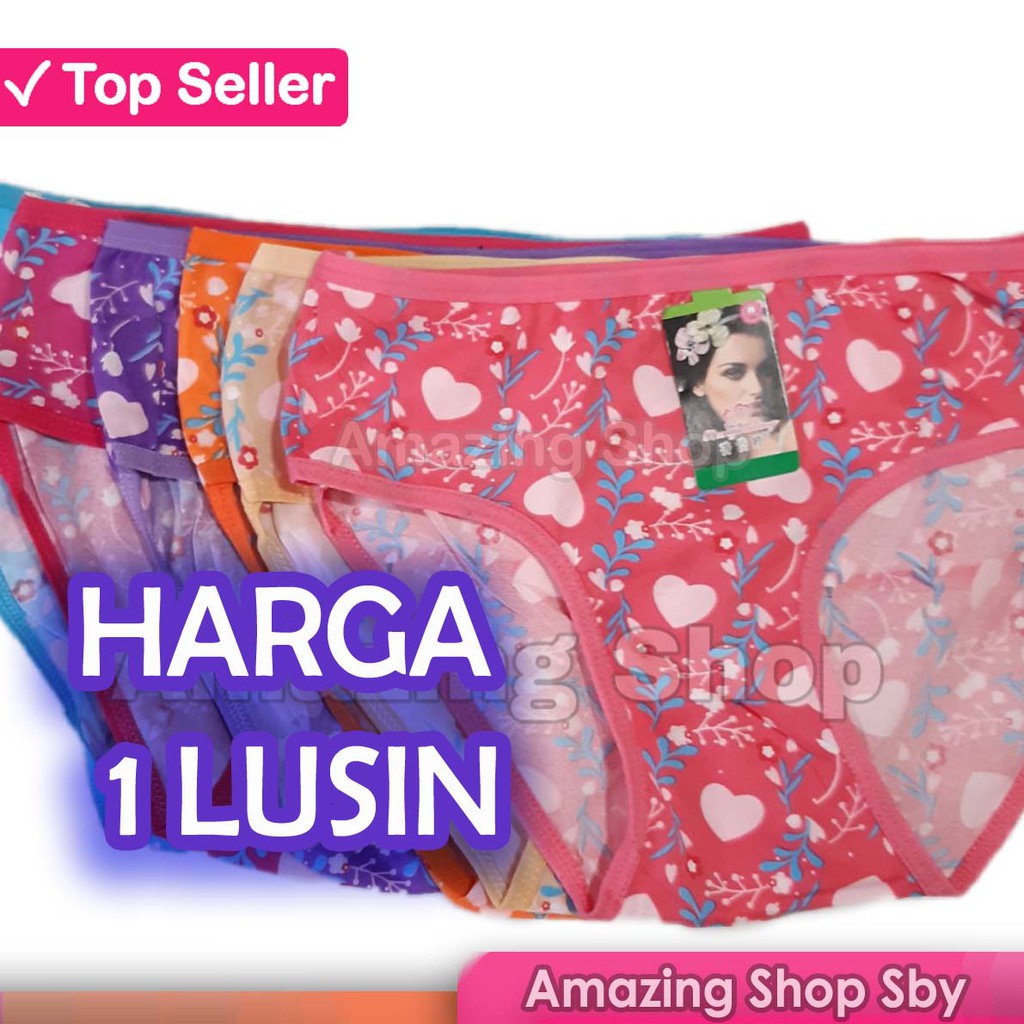 Grosir 1 Lusin (12 Pcs) CD Undies Celana Dalam Wanita Import Motif Cewek Murah