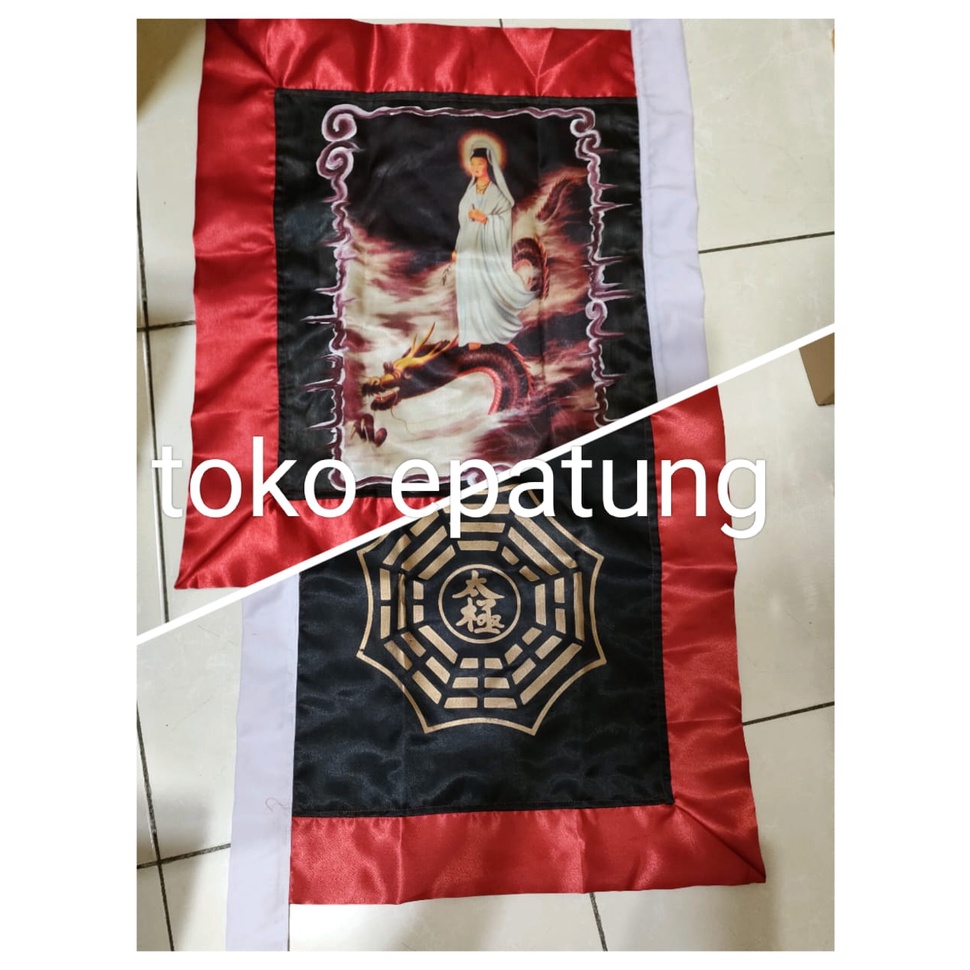 bendera kwan im / kwan in / guan yin - Naga - 52 x 58 - sablon