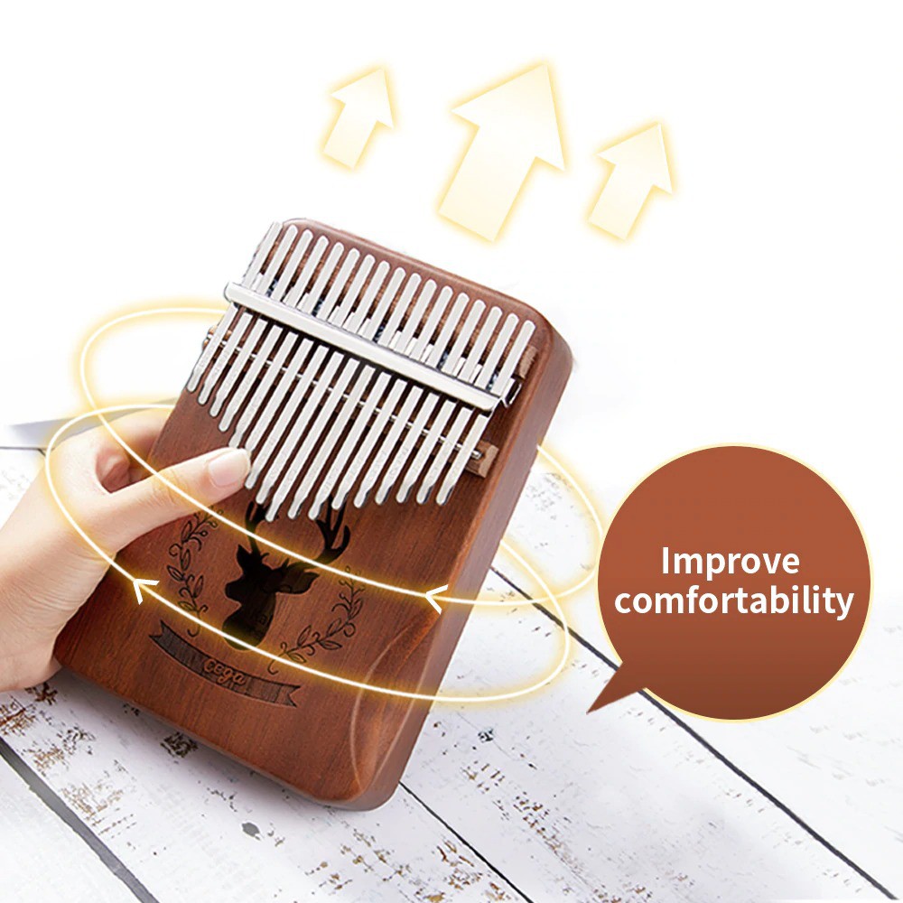 Cega Kalimba Thumb Piano Musical Toys 17 Note Sound Deer Design - Brown