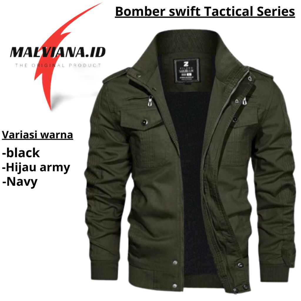 Malviana.id - Bomber swift- BOMBER ELEGAN ORIGINAL - Jaket Bomber Canvas Premium Us Army Original Ve