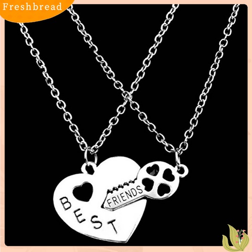 [TERLARIS]2Pcs/Set Love Heart Key Pendant BFF Best Friend Letter Carved Necklace Gift