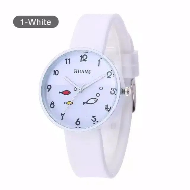 Jam Tangan Anak Cewe/Cowo Sekolahan Fashion Korea Smile Fish Rubber