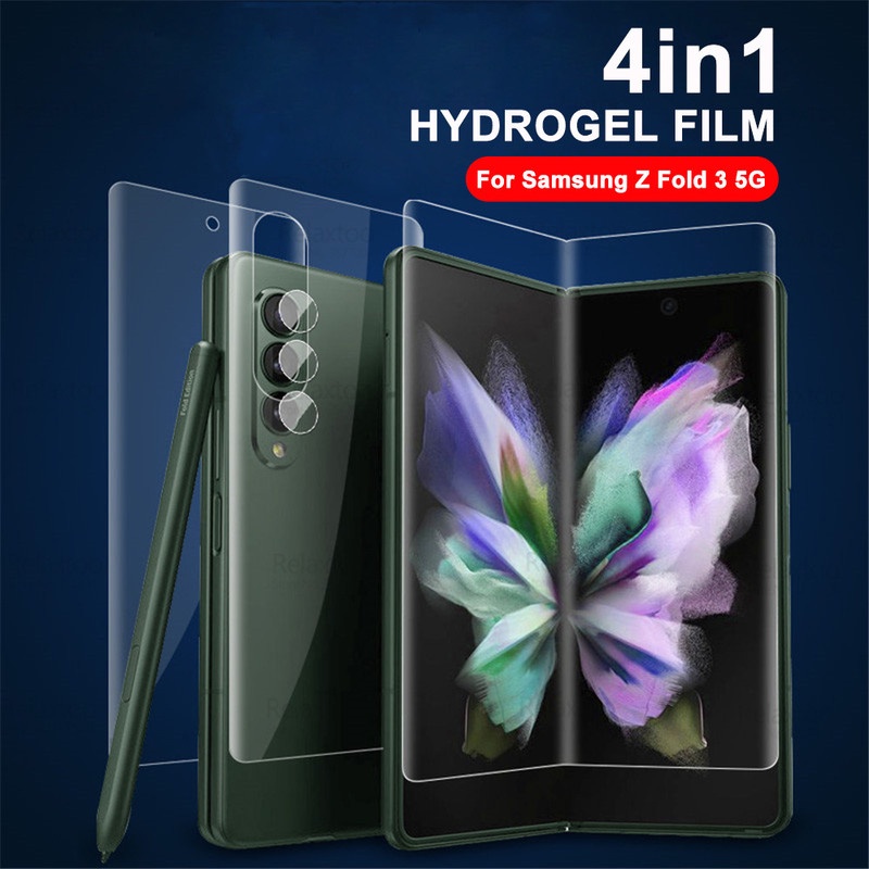 4in1 Film Hydrogel Pelindung Lensa Kamera Depan / Belakang Untuk Samsung Galaxy Z Fold 3