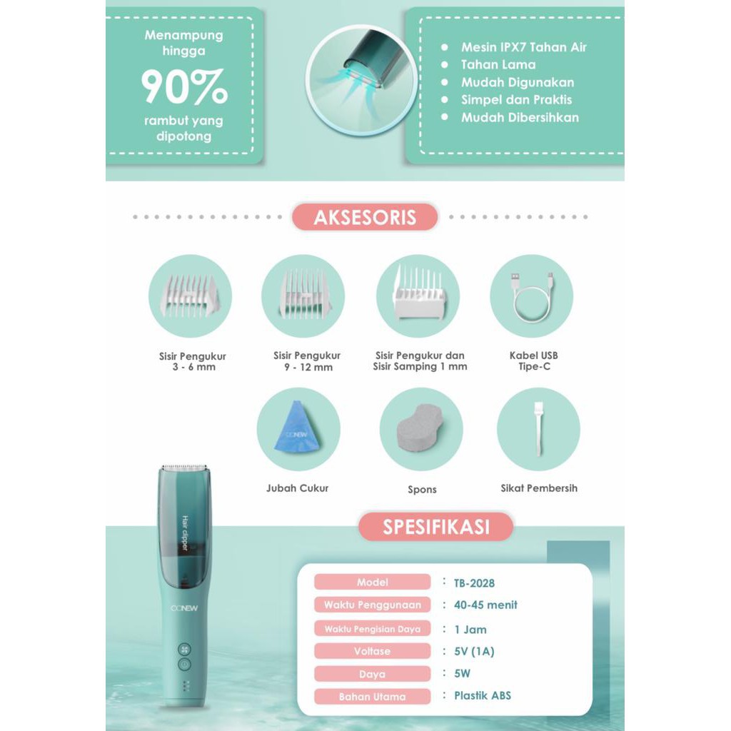 Oonew Vacuum Hair Clipper TB-2028