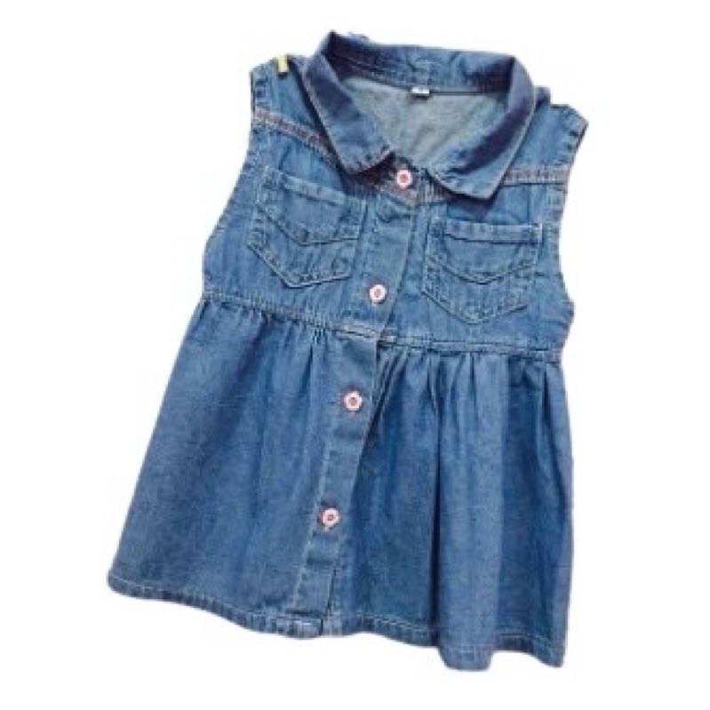 DK Dress Kerah Soft Jeans Bayi Anak / Dress Kutung Anak Perempuan