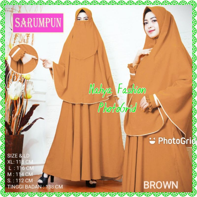 Gamis Syar'i Set Cadar Wolfis Brown