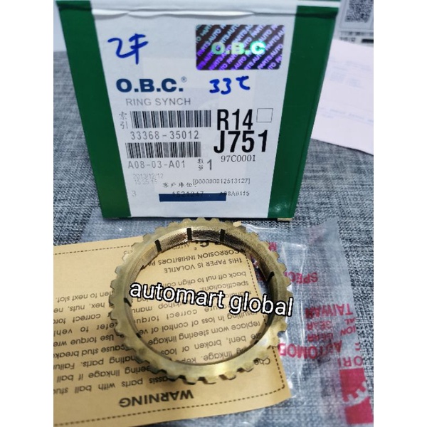 ring syncronis toyota hardtop 2f  innova kijang grand rino 14b 33t